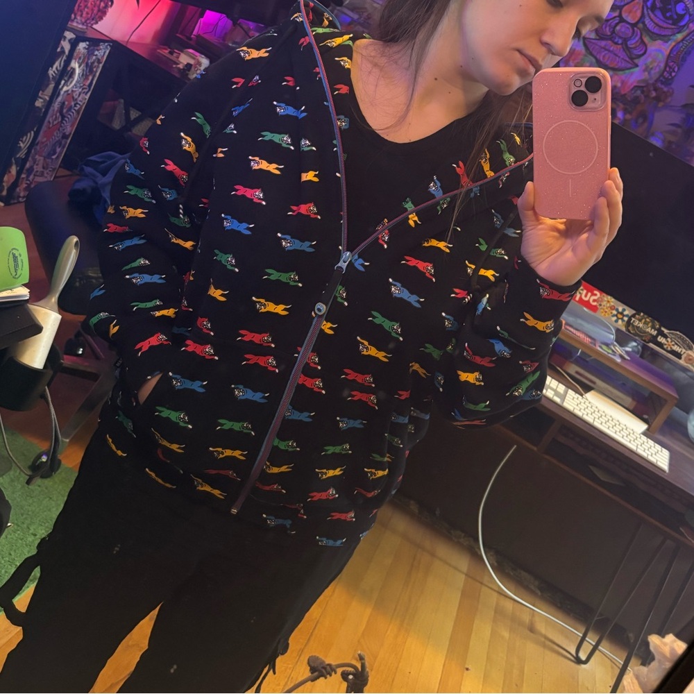 Icecream Black Hoodie with Multicolor Details